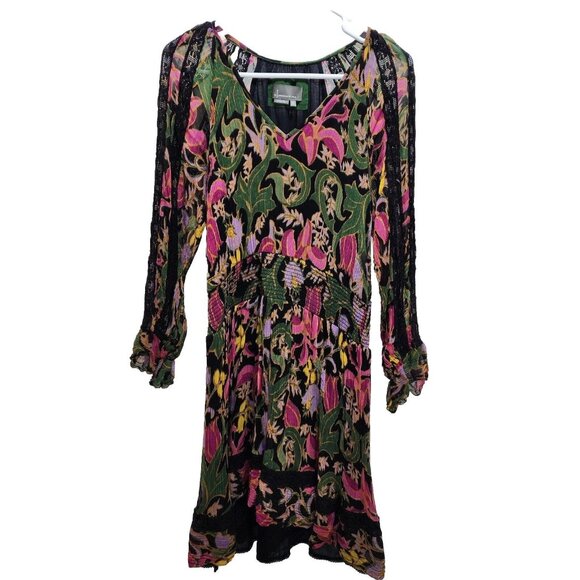 Anthropologie Dresses & Skirts - By Anthropologie Mini Dress Sz XS Women’s Genevieve Multicolor Floral Lace Boho